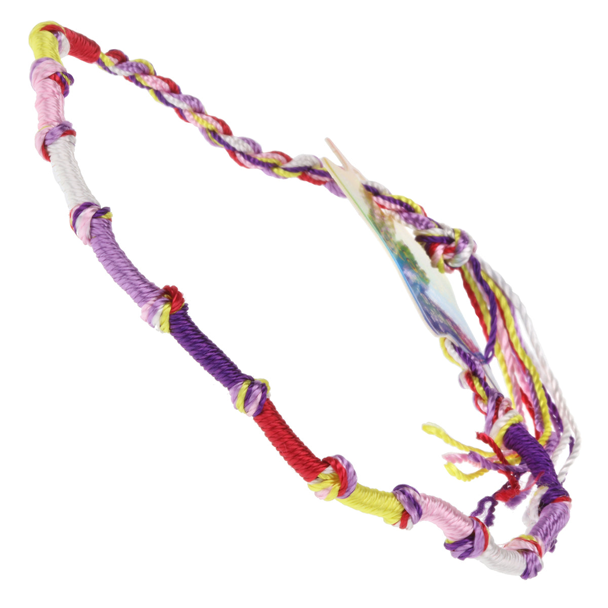 FB-B9 - Multicoloured Knotted Friendship Bracelet With Purple, Yellow And Red Braids