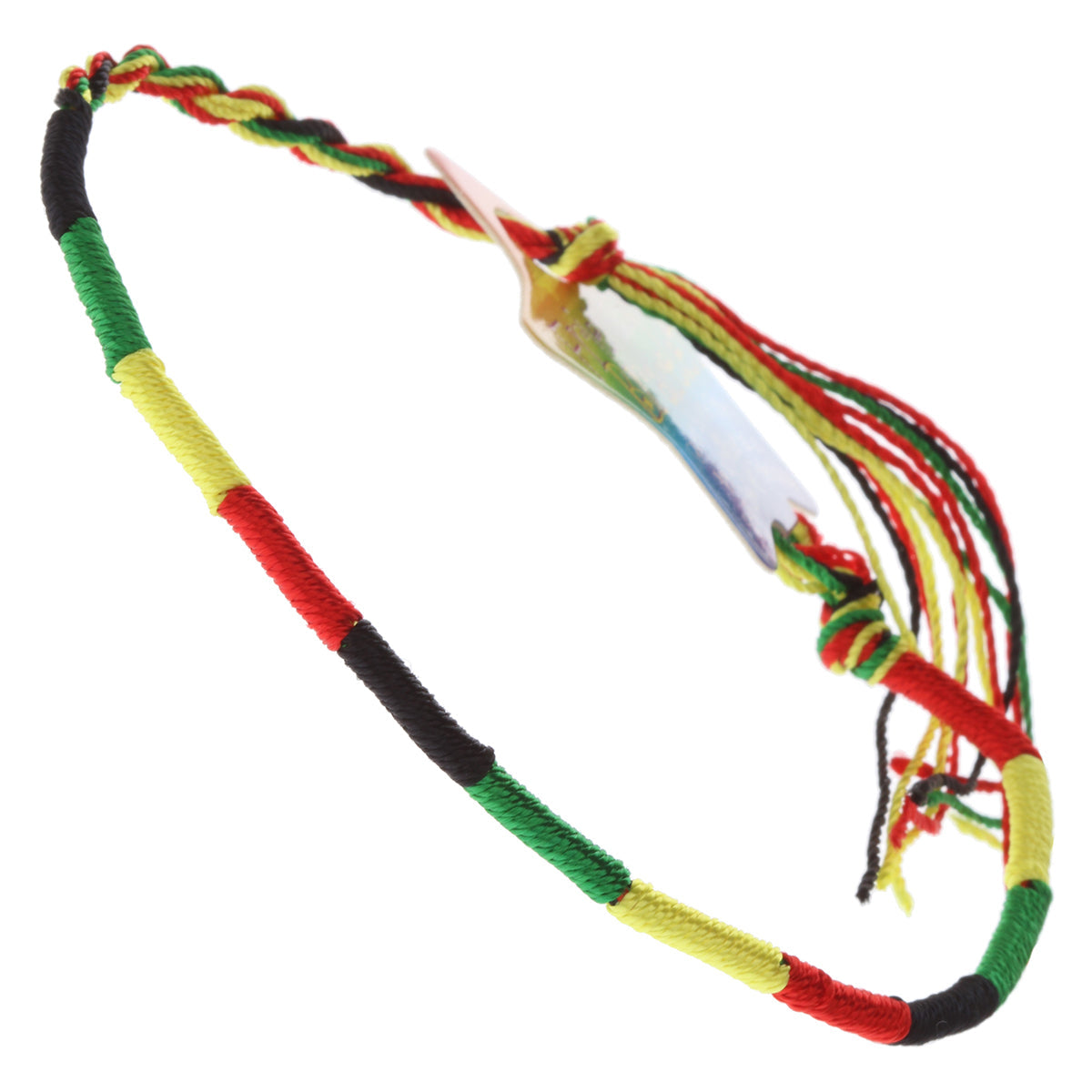 FB-C10 - Multicoloured Green, Red And Yellow Wrapped Friendship Bracelet