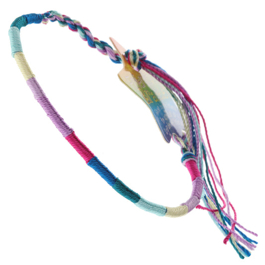 Multicoloured Pastel Yellow, Lilac And Turquoise Wrapped Friendship Bracelet
