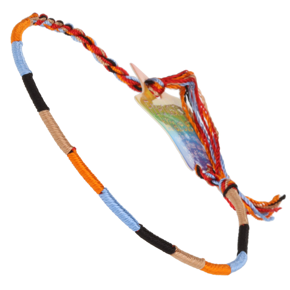 FB-C9 - Multicoloured Orange, Blue And Beige Wrapped Friendship Bracelet
