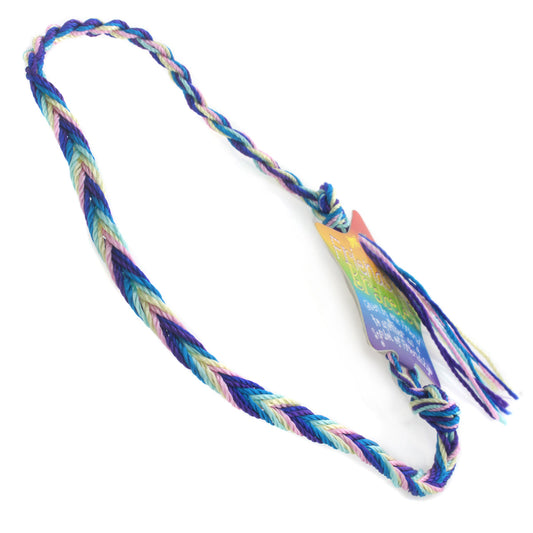 FB-D1 - Multicoloured Blue, Purple, Pink And Yellow Braided Friendship Bracelet