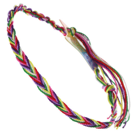 Multicoloured Pink, Purple, Green And Yellow Friendship Bracelet