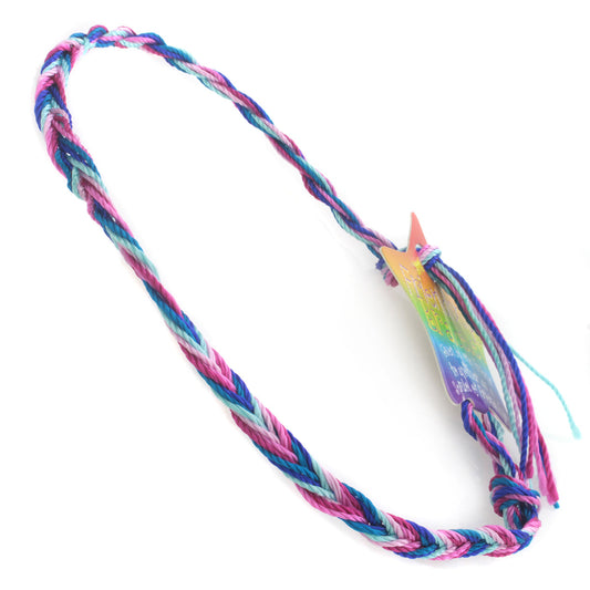 Multicoloured Pink, Blue and Turquoise Braided Friendship Bracelet