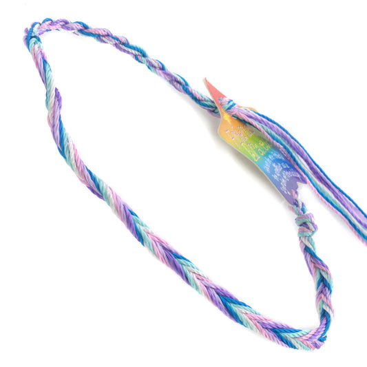 FB-D5 - Multicoloured Pink, Purple, Blue And White Braided Friendship Bracelet