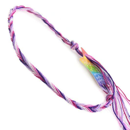 FB-D7 - Multicoloured Pink, Purple And White Braided Friendship Bracelet
