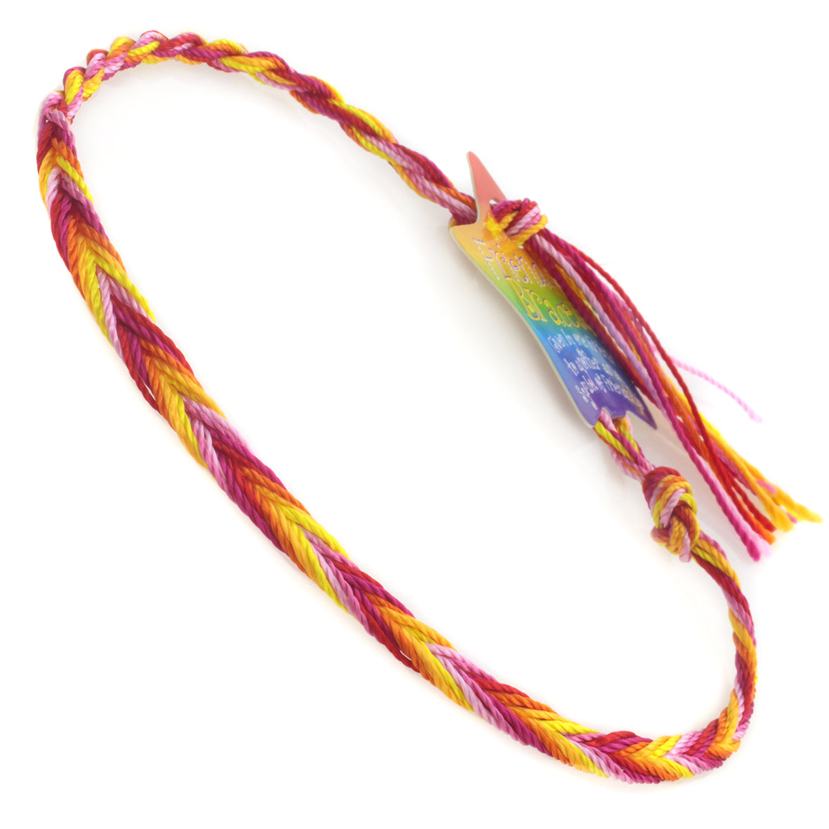 FB-D8 - Multicoloured Pink, Red, Orange And Yellow Friendship Bracelet