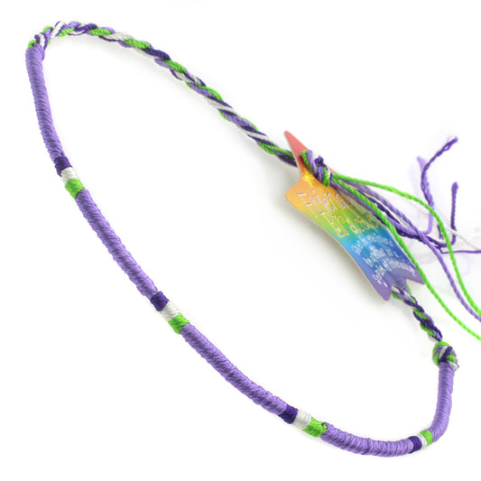 Multicoloured Navy Wrapped Friendship Bracelet With Green, White And Aqua Stripes