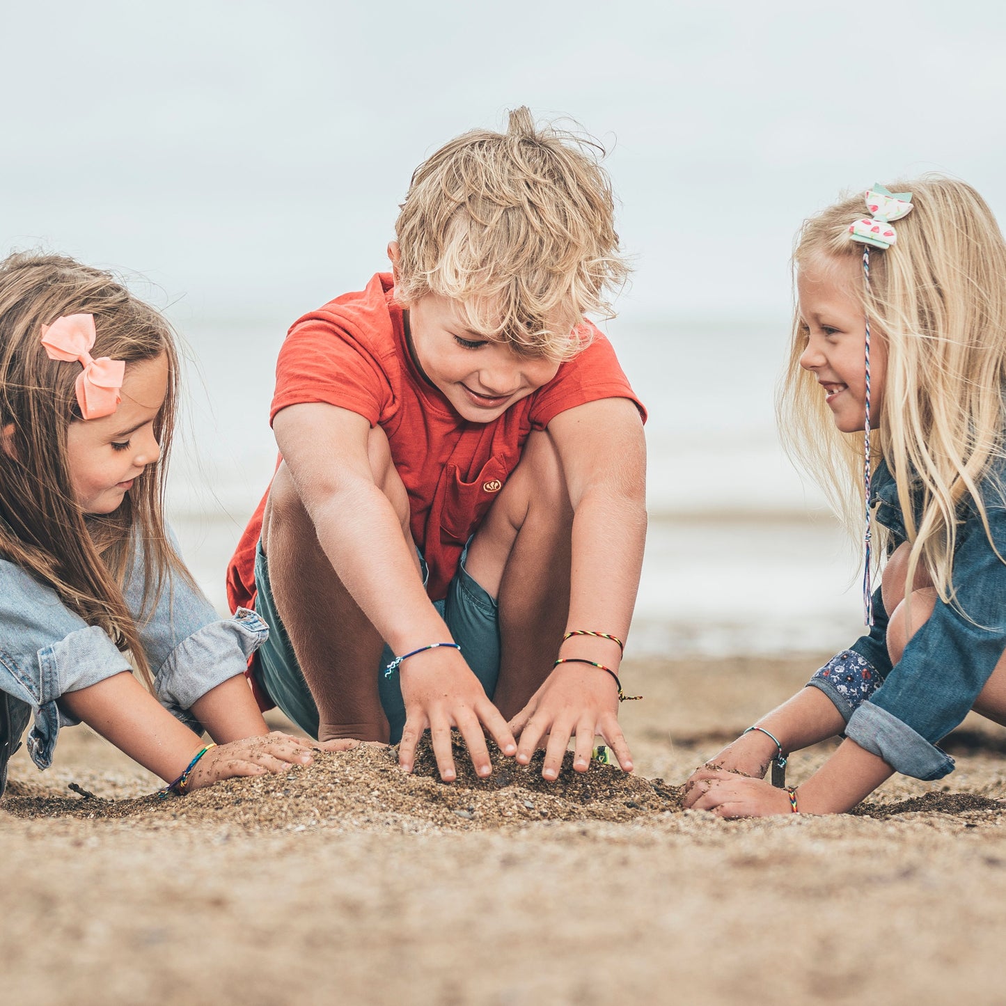 FB-C10 - Multicoloured Green, Red And Yellow Wrapped Friendship Bracelet