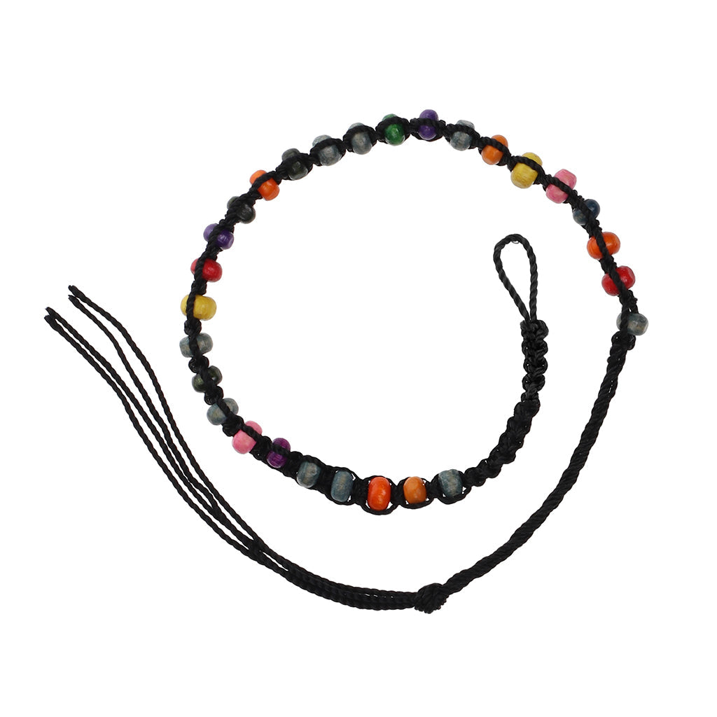 FB-A5 - Black Beaded Friendship Bracelet With Multicoloured Beads