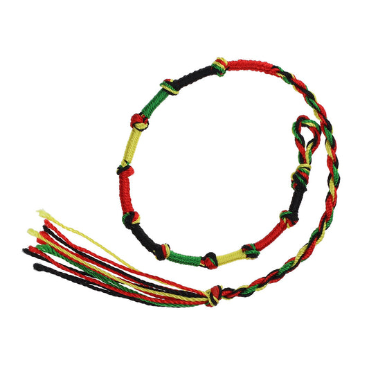 Multicoloured Knotted Friendship Bracelet With Black, Yellow And Red Braids