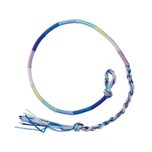 Multicoloured Blue, Purple And White Wrapped Friendship Bracelet