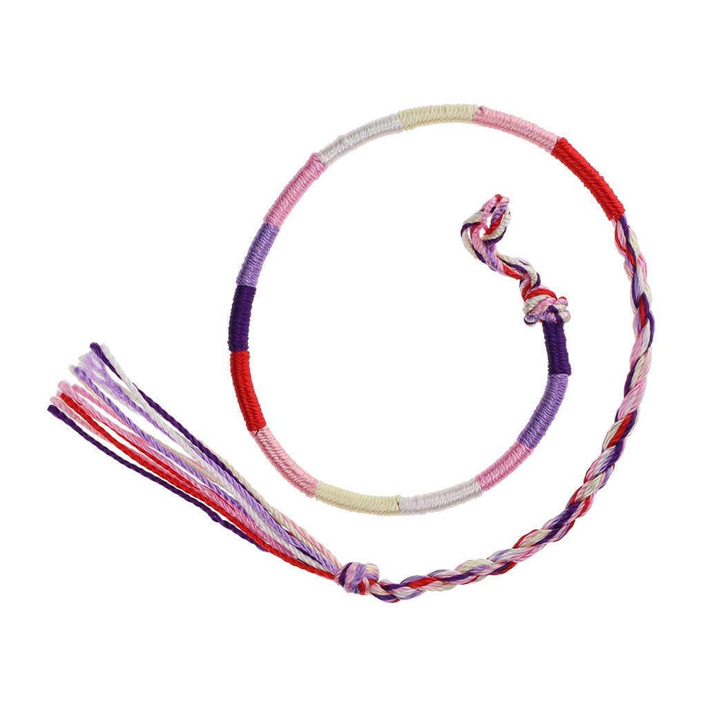 FB-C5 - Multicoloured Pink, Purple And Red Wrapped Friendship Bracelet