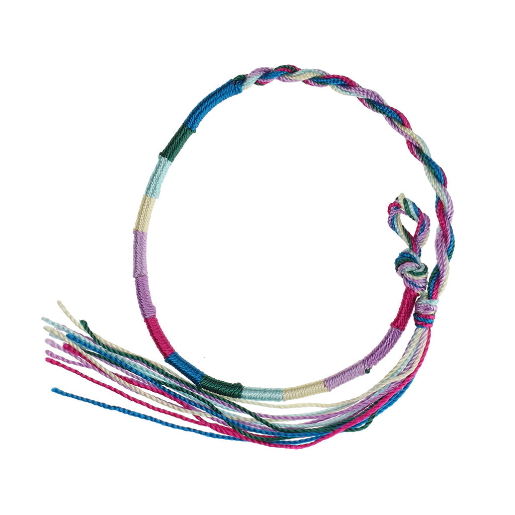 FB-C7 - Multicoloured Pastel Yellow, Lilac And Turquoise Wrapped Friendship Bracelet