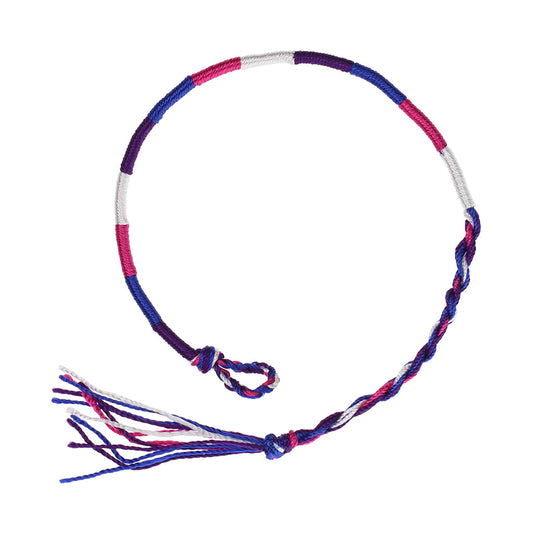 Multicoloured Navy, Pink And Purple Wrapped Friendship Bracelet