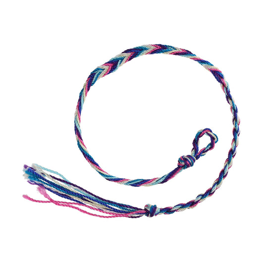 FB-D1 - Multicoloured Blue, Purple, Pink And Yellow Braided Friendship Bracelet