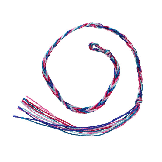 Multicoloured Pink, Blue and Turquoise Braided Friendship Bracelet