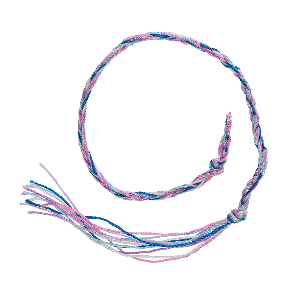 FB-D5 - Multicoloured Pink, Purple, Blue And White Braided Friendship Bracelet