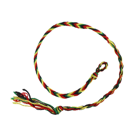 Multicoloured Green, Red, Yellow And Black Braided Friendship Bracelet