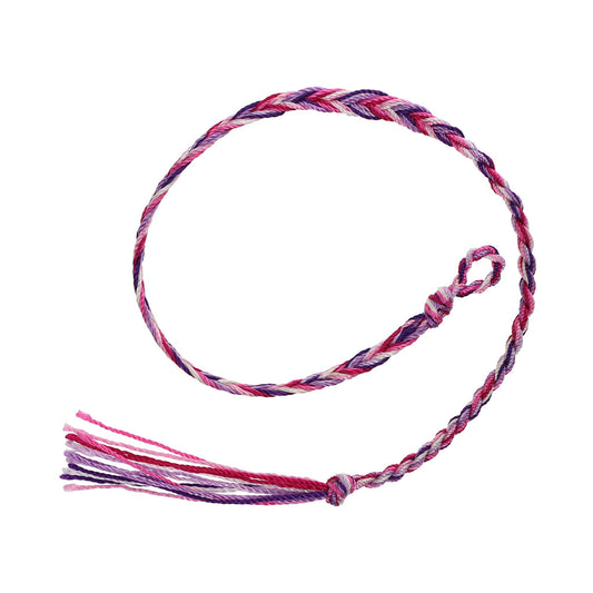 FB-D7 - Multicoloured Pink, Purple And White Braided Friendship Bracelet