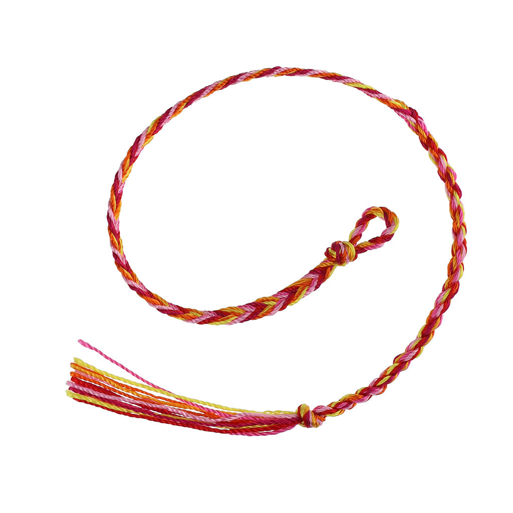 FB-D8 - Multicoloured Pink, Red, Orange And Yellow Friendship Bracelet
