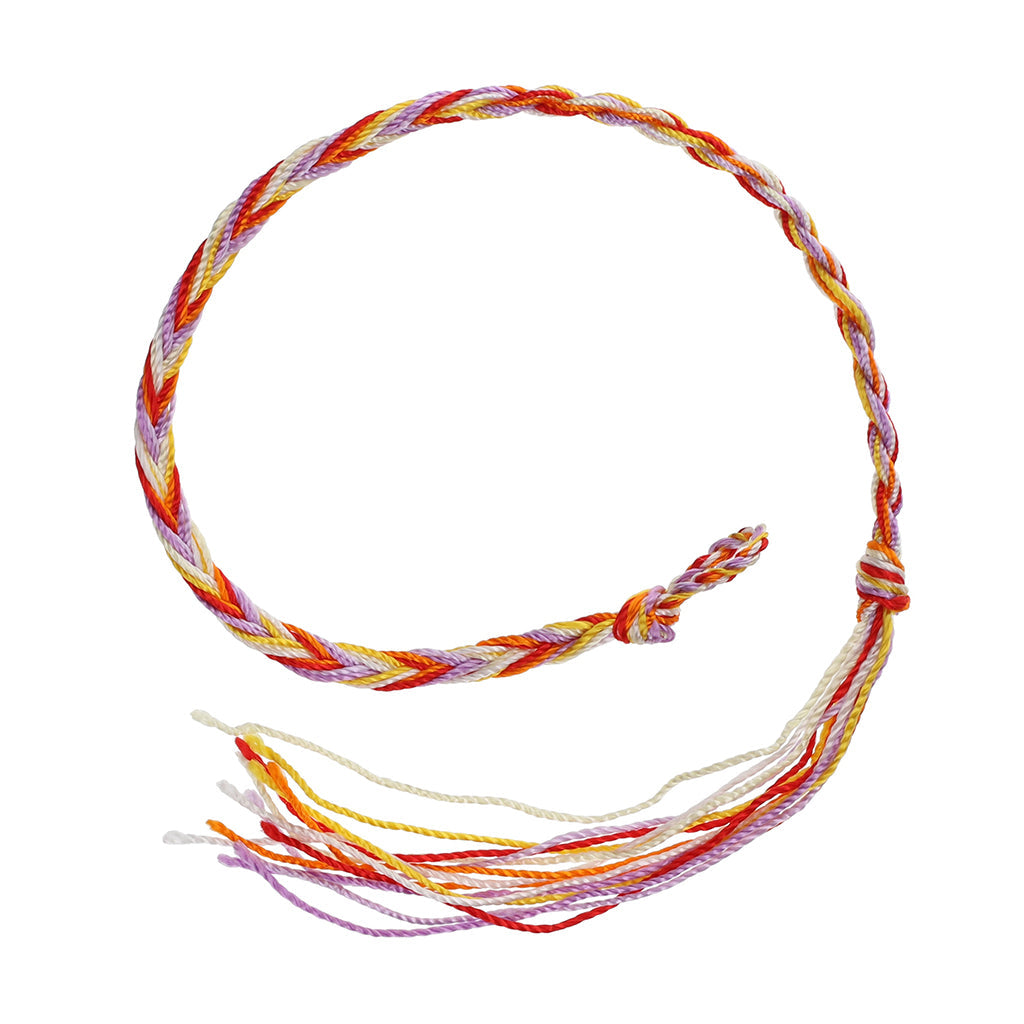 FB-D9 - Multicoloured Purple, Red, Orange And White Friendship Bracelet