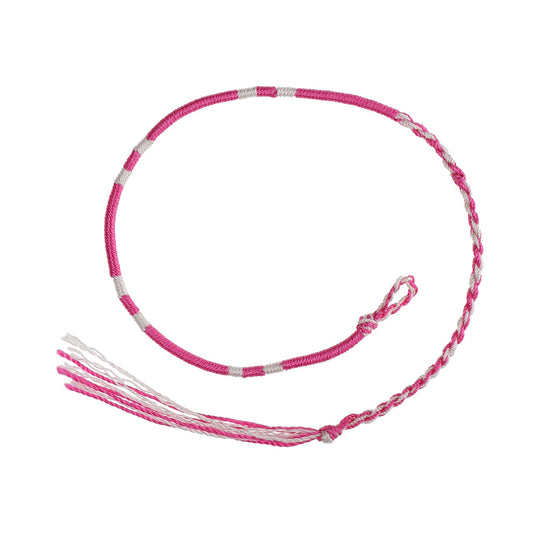 Multicoloured Pink Wrapped Friendship Bracelet With White Stripes