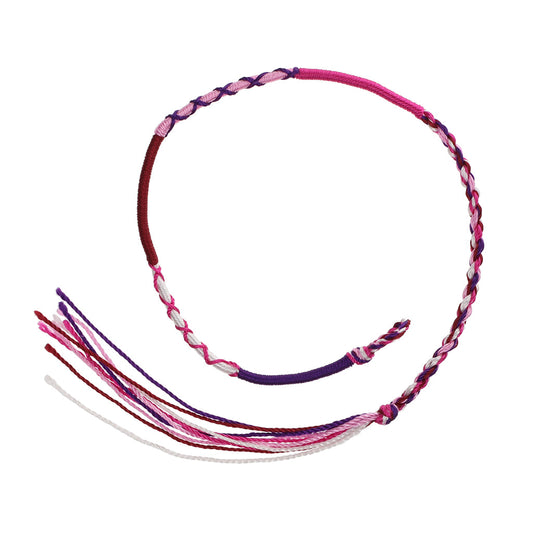 Multicoloured Baby Pink And Red Wrapped Friendship Bracelet With Purple And Pink Crosses