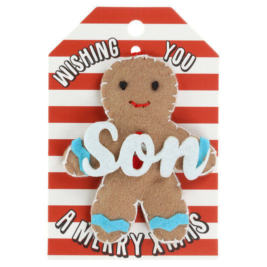 Personalised Gingerbread Christmas Tree Decoration - Son