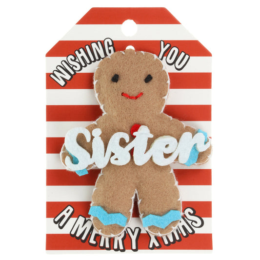 Personalised Gingerbread Christmas Tree Decoration - Sister