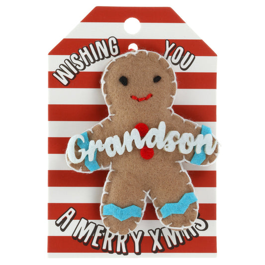 Personalised Gingerbread Christmas Tree Decoration - Grandson