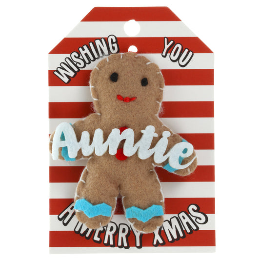 GB022 - Personalised Gingerbread Christmas Tree Decoration - Auntie