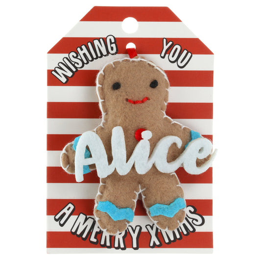GB032 - Personalised Gingerbread Christmas Tree Decoration - Alice