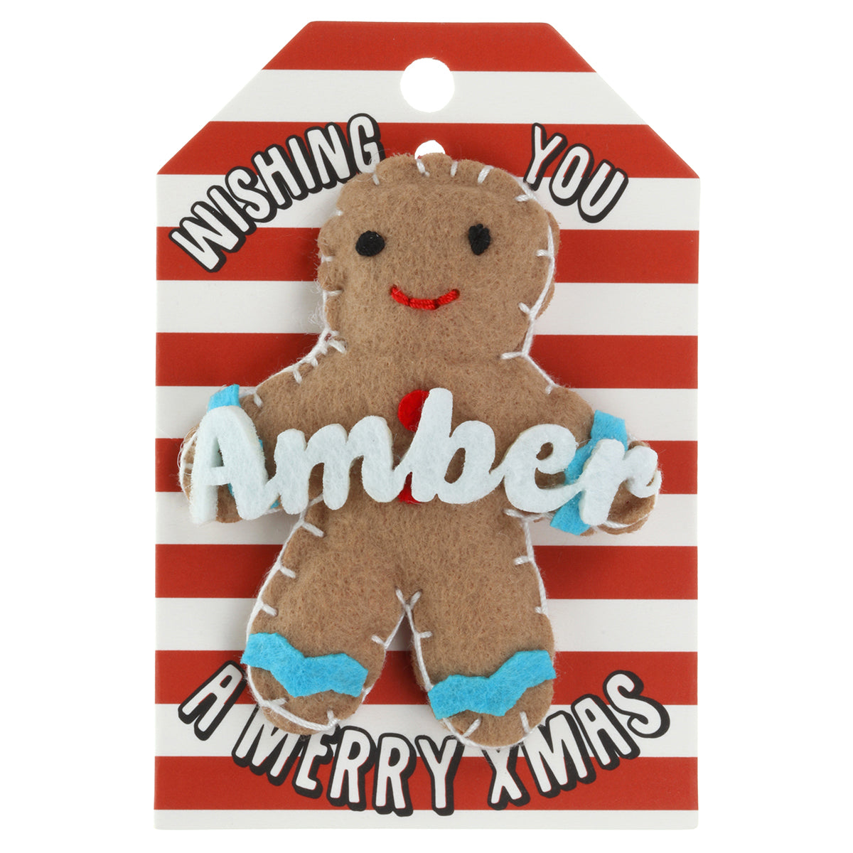 GB033 - Personalised Gingerbread Christmas Tree Decoration - Amber