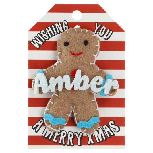 GB033 - Personalised Gingerbread Christmas Tree Decoration - Amber