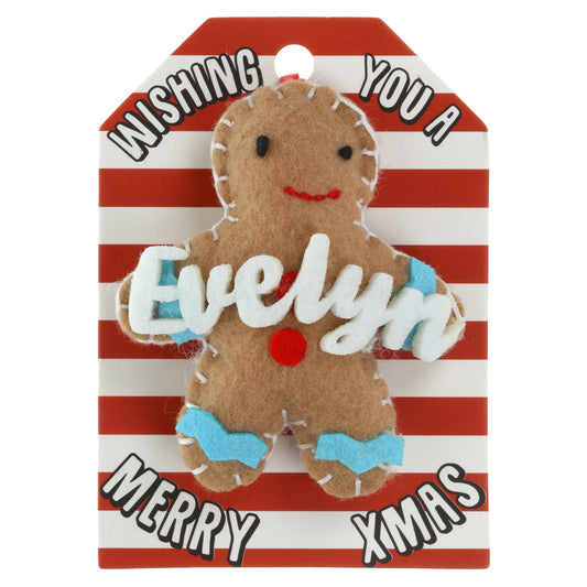 GB073 - Personalised Gingerbread Christmas Tree Decoration - Evelyn