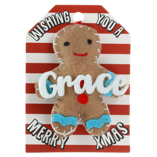 GB084 - Personalised Gingerbread Christmas Tree Decoration - Grace