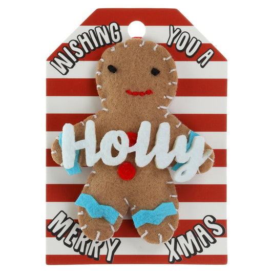 GB096 - Personalised Gingerbread Christmas Tree Decoration - Holly