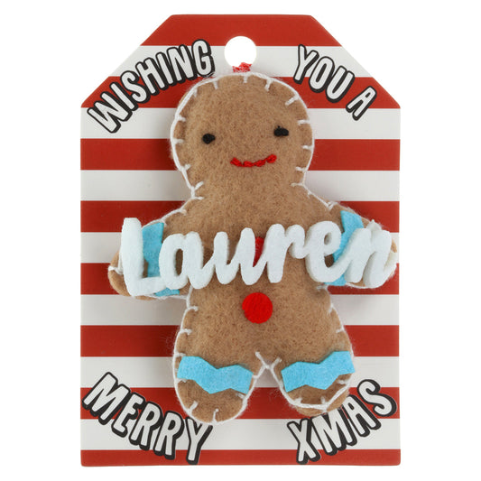 GB124 - Personalised Gingerbread Christmas Tree Decoration - Lauren