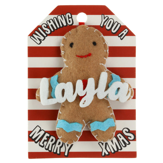 GB125 - Personalised Gingerbread Christmas Tree Decoration - Layla
