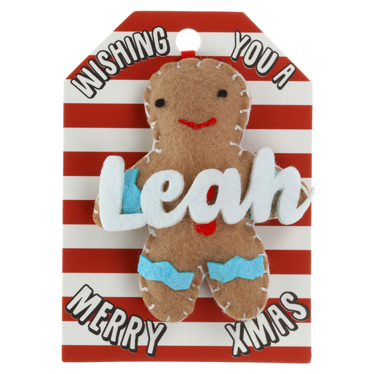 GB126 - Personalised Gingerbread Christmas Tree Decoration - Leah