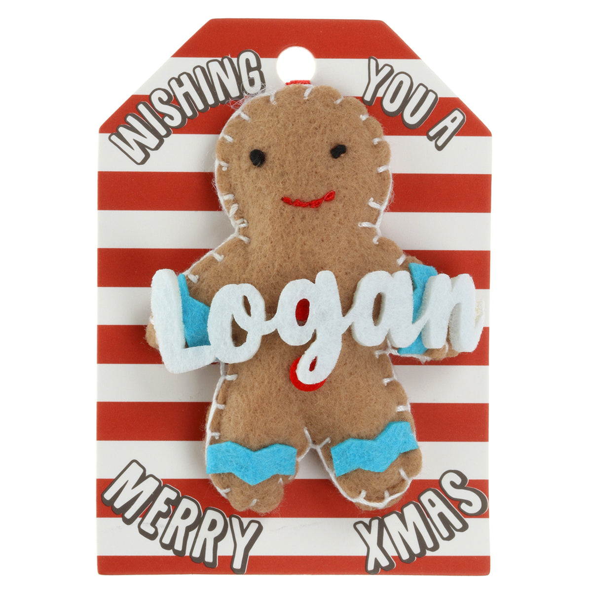 GB132 - Personalised Gingerbread Christmas Tree Decoration - Logan