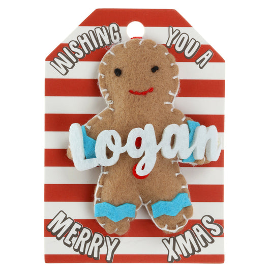 GB132 - Personalised Gingerbread Christmas Tree Decoration - Logan