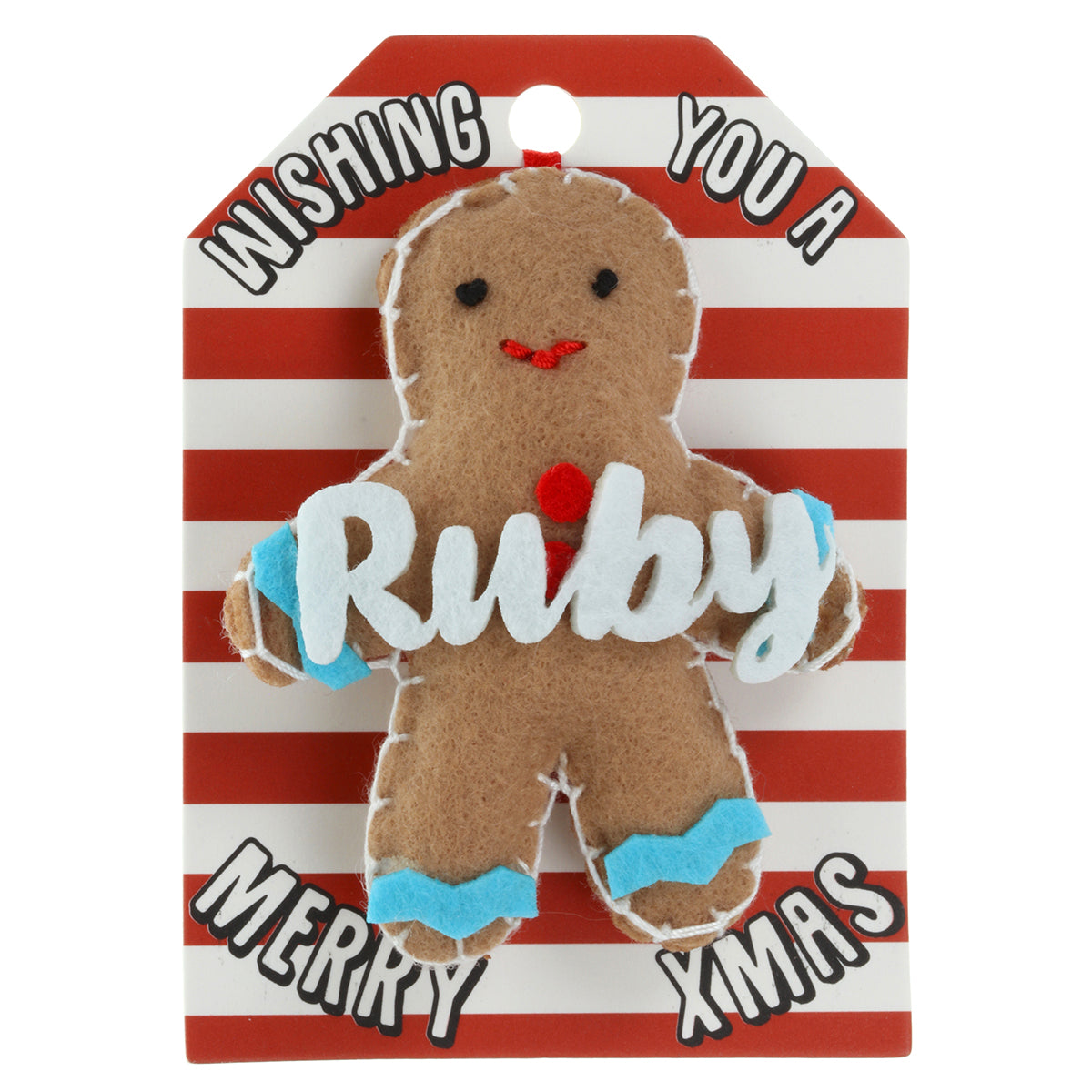 GB168 - Personalised Gingerbread Christmas Tree Decoration - Ruby