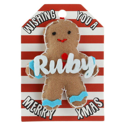 GB168 - Personalised Gingerbread Christmas Tree Decoration - Ruby