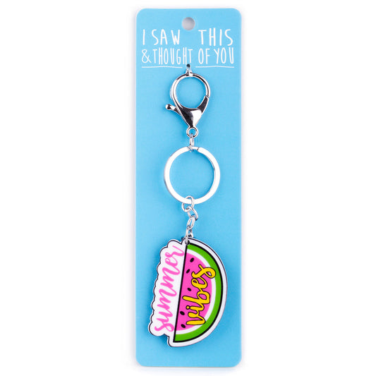 A KEYRING SAYING 'WATERMELON SUMMER VIBES'
