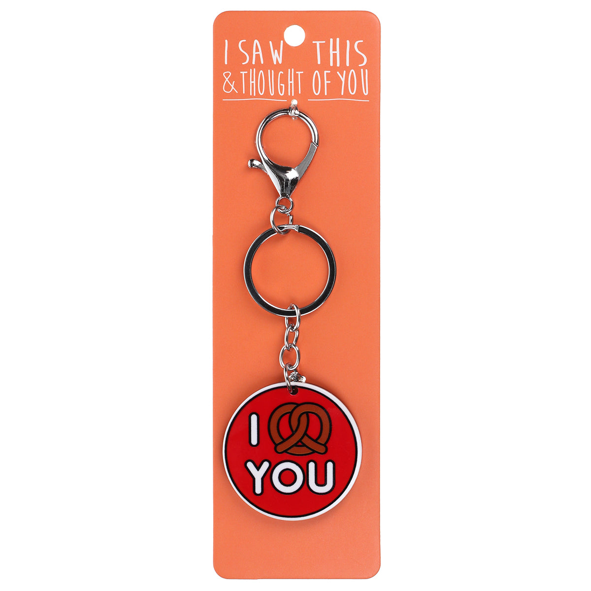 A KEYRING SAYING 'I PRETZEL YOU'