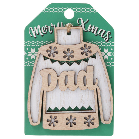 JU003 - Wooden Christmas Jumper Decoration-Dad
