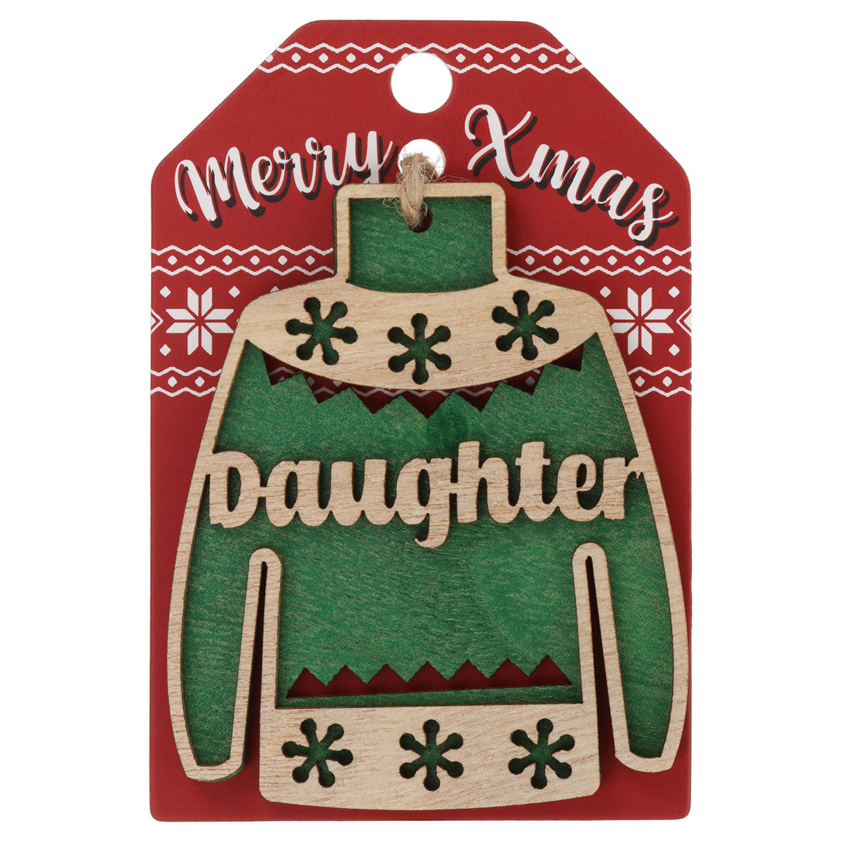 JU004 - Wooden Christmas Jumper Decoration-Daughter