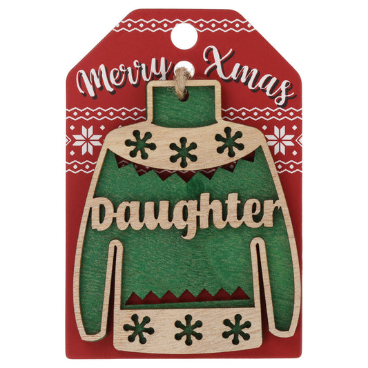 JU004 - Wooden Christmas Jumper Decoration-Daughter