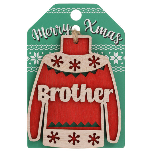 JU007 - Wooden Christmas Jumper Decoration-Brother